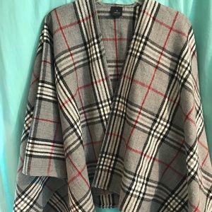 Plaid wool shawl/wrap
